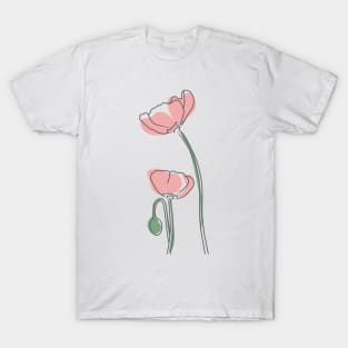 poppy pink pastel flowers T-Shirt